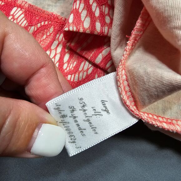 Blue Rain Pink Coral Mini Skirt Women's Size L Pleated Aline Paisley Lace Lined - Picture 4 of 9